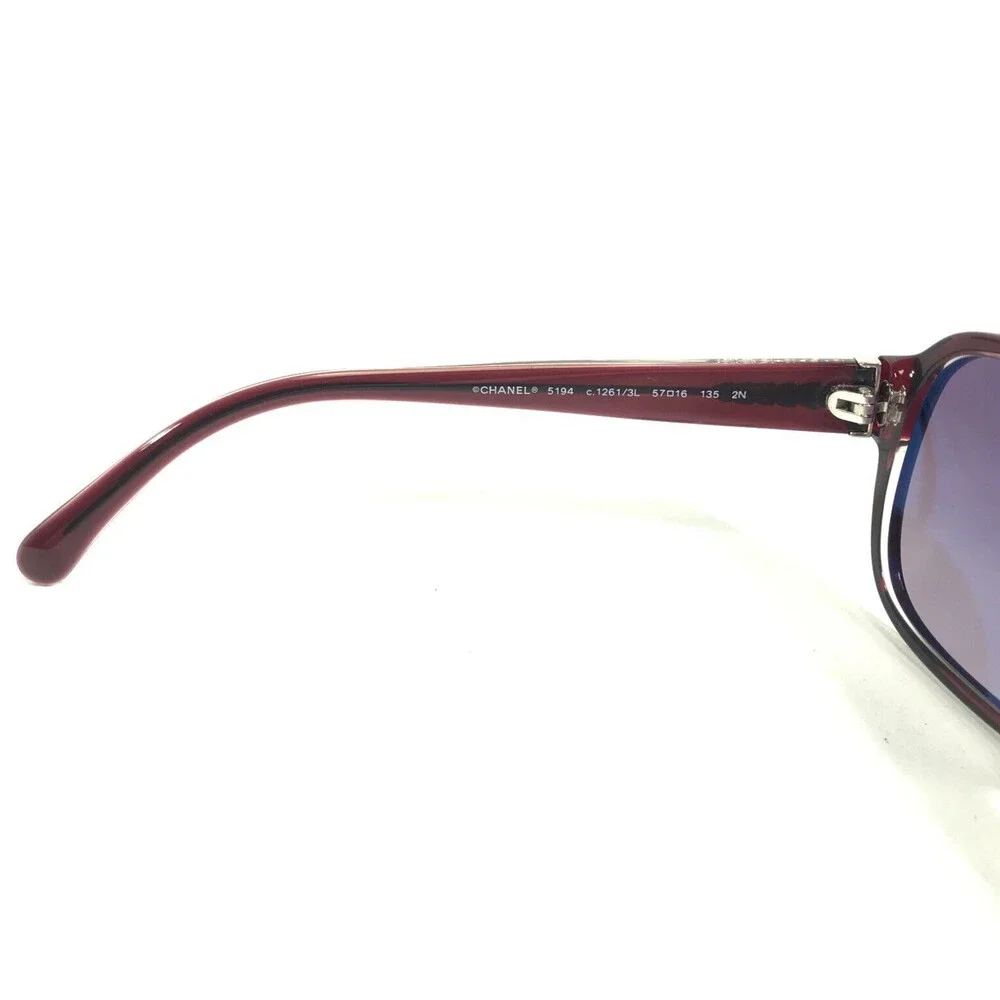 Chanel Sunglasses 5194 c.1261/3L Transparent Red Aviators with Purple Lenses